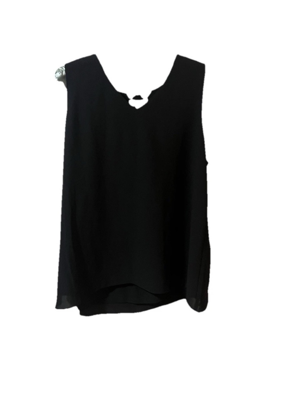 Women's Cato ‎ Black Sleeveless V-neck Sheer Pullover Blouse Sz Lg NWT